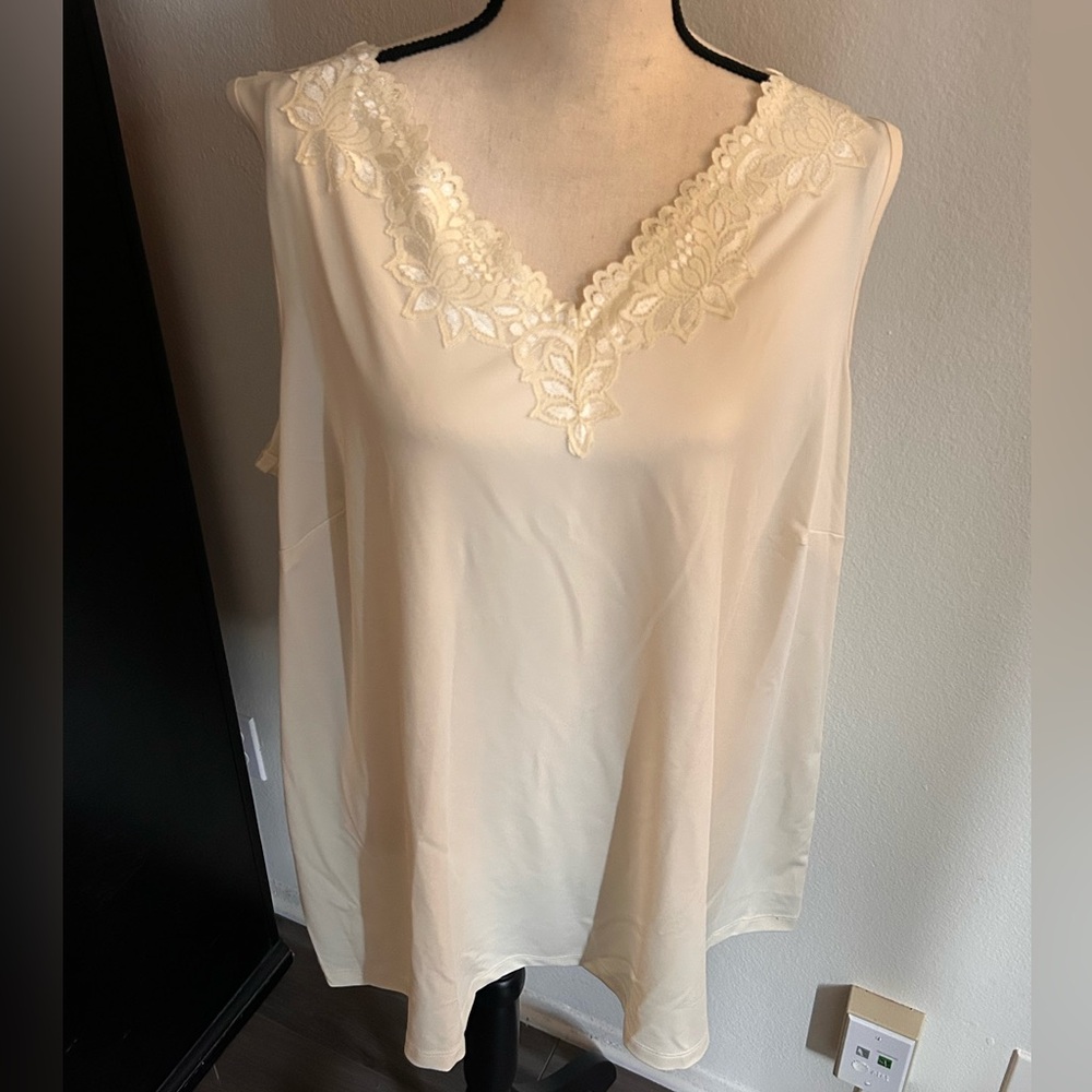 Catherines Cream Lace Trim V-Neck Camisole